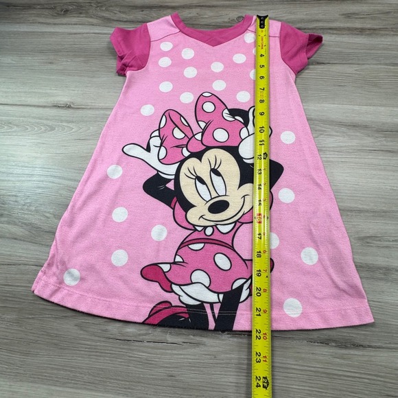 Disney Minnie Mouse Pink Polka Dot Nightgown Pajama Dress Kids Size 4 - Picture 4 of 12